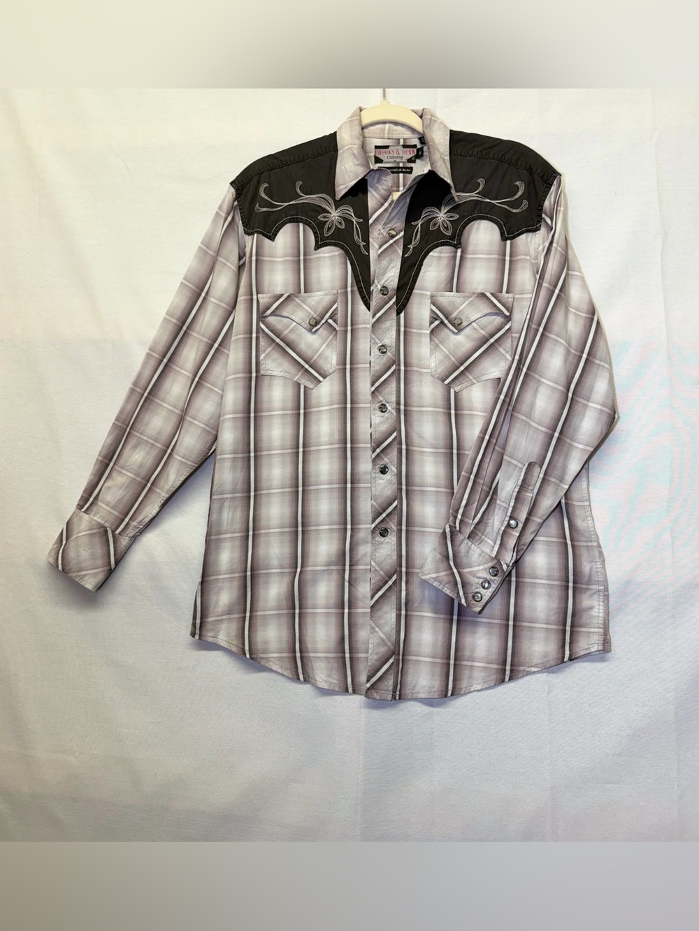 Brooks and Dunn Panhandle Slim Plaid Western Button-Down Shirt - Black Yoke